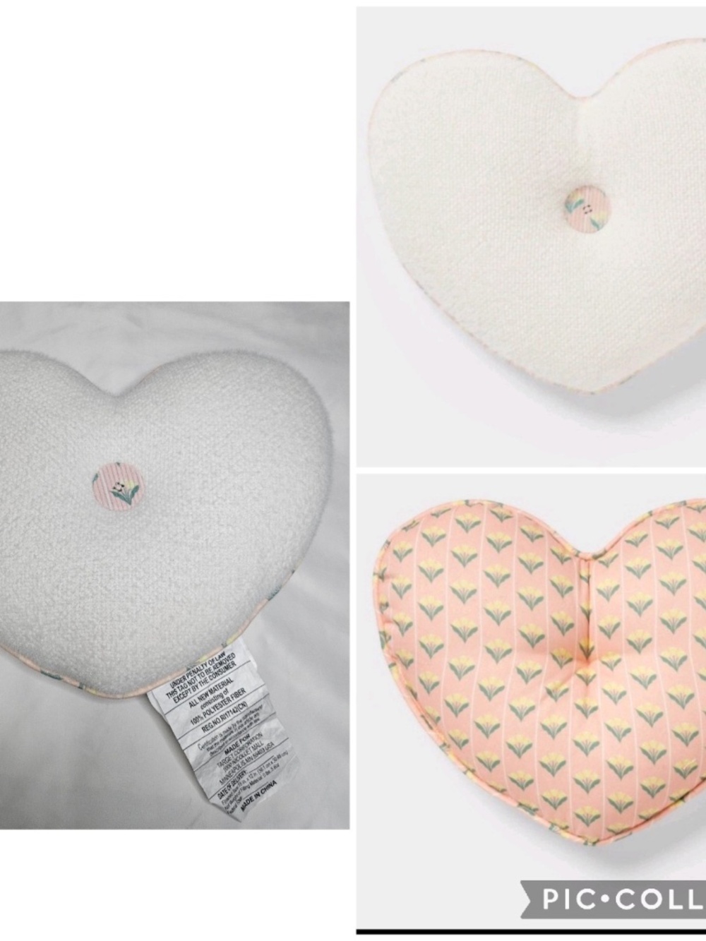 Pillowfort Heart Shaped Floral Reversible Decorative Throw Pillow 15" x 12"